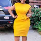 Pleated wrap hip Pencil skirt African dress