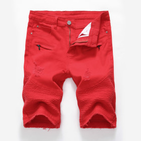 Denim white black shorts with torn holes in men's underwear