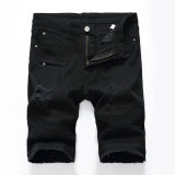 Denim white black shorts with torn holes in men's underwear