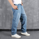 Large denim men's loose fitting casual trend hip-hop hip-hop pants skateboard pants