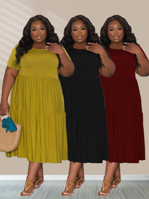 Round neck cake skirt large dress