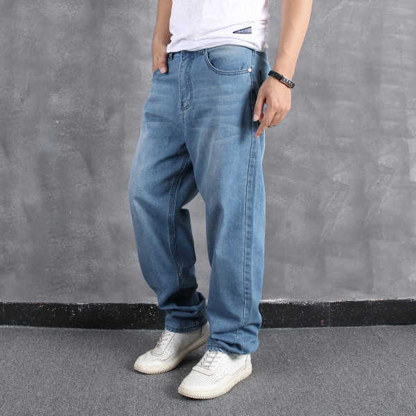 Large denim men's loose fitting casual trend hip-hop hip-hop pants skateboard pants