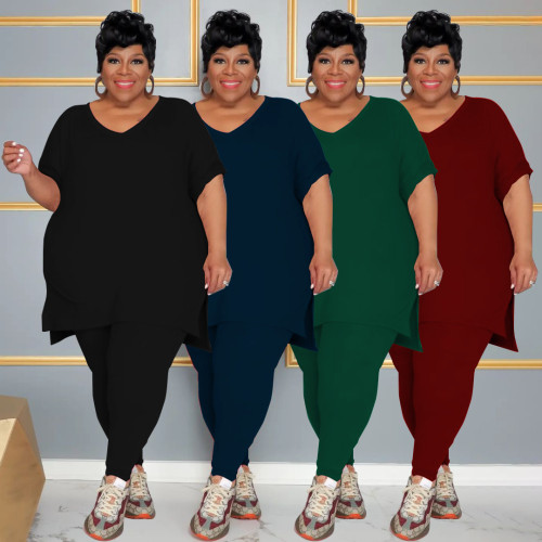 Solid color set loose pants