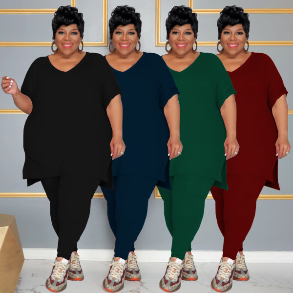 Solid color set loose pants