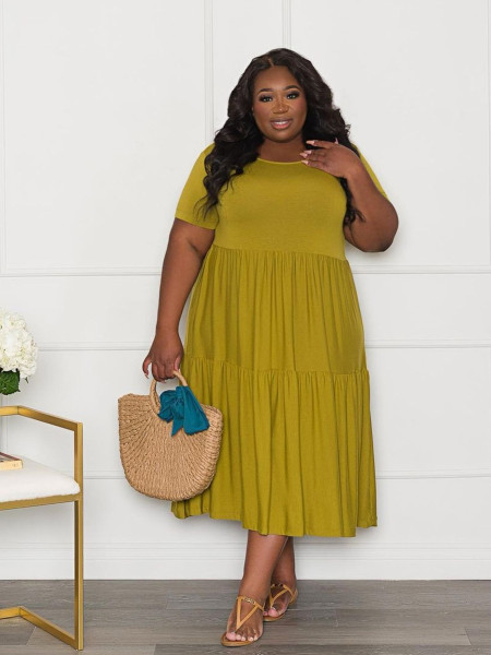 Round neck cake skirt large dress