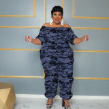 Camo printed one line collar women's jumpsuit