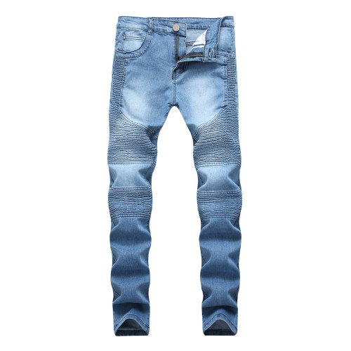 Pleated Slim Fit Slim-fit pants Stretch Perforated Trendy Jeans