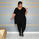 Solid color set loose pants