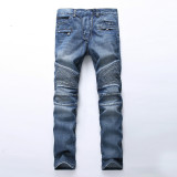 Denim pants with elastic edging