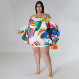 Off shoulder loose print dress