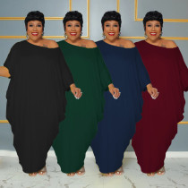 Loose fitting round neck irregular skirt dress