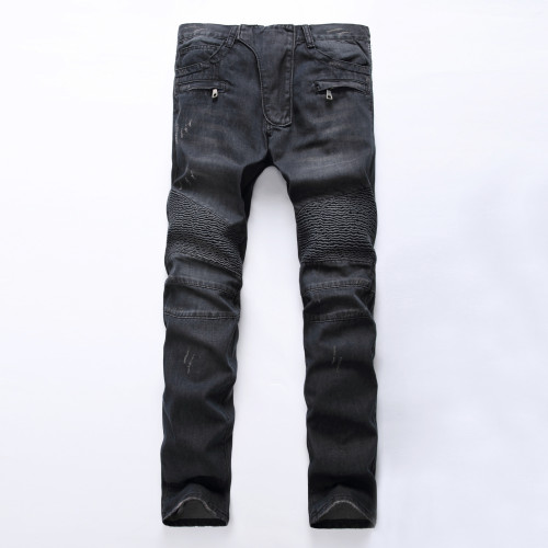 Denim pants with elastic edging