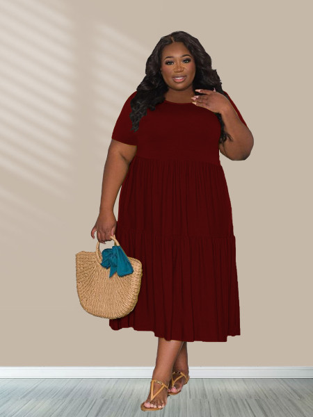 Round neck cake skirt large dress