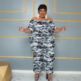 Camo printed one line collar women's jumpsuit