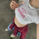 Letter Embroidered T-shirt Ultra Short Open Umbilical Slim Fit Small Tank Top