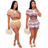 Handmade knitted casual shorts set