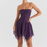 Women's New Party Bra and Waist Irregular Mesh Dress