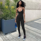 Sexy open back suspender with high waist and buttocks lifting tight jumpsuit