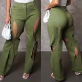 Spliced Hollow Out Casual Pants Spicy Girls Fashion Wear Loose Pants