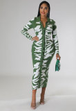 Temperament Women's Long Sleeve Dress Autumn New Printed Skirt
