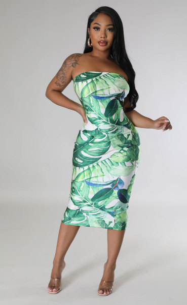 Women's dress Sleeveless French floral dress High grade printed skirt