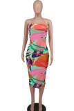 Women's dress Sleeveless French floral dress High grade printed skirt