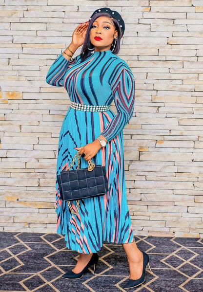 Women's Dress Autumn Dress Slightly Fat Women's Dress Printed Long Sleeve Dress Loose Size