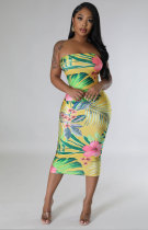 Women's dress Sleeveless French floral dress High grade printed skirt