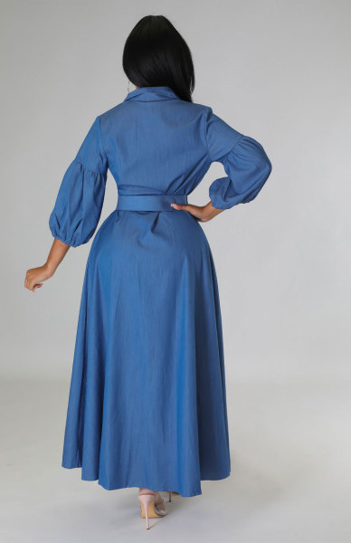Blue denim shirt with long sleeves