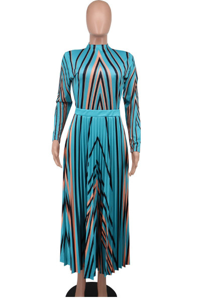 Women's Dress Autumn Dress Slightly Fat Women's Dress Printed Long Sleeve Dress Loose Size