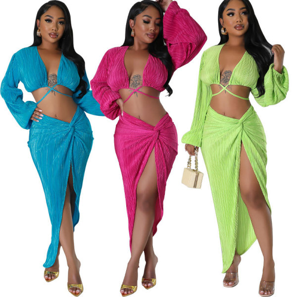 Long sleeved sexy two-piece set