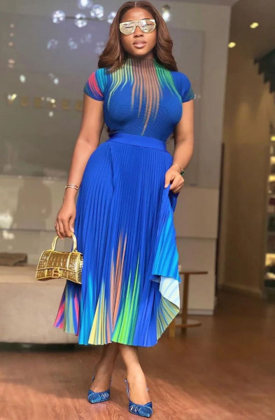 Women's casual oversized dress, short sleeved skirt, fashionable long skirt, oversized swing skirt