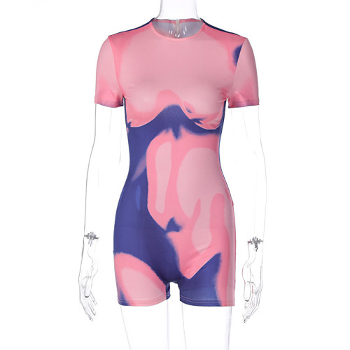 Fashion casual digital print sexy tight fitting shorts