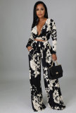Women's casual long sleeved autumn print set