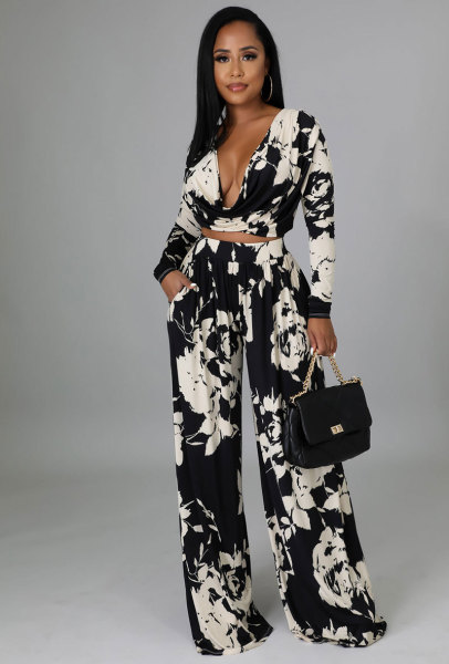 Women's casual long sleeved autumn print set