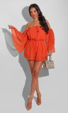 Short sleeved women's jumpsuit chiffon jumpsuit