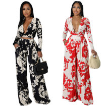 Women's casual long sleeved autumn print set