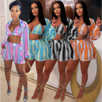 Women's Fashion Casual Printing Three Piece Bright Shirt Set Women's Fashion Casual Printing Three Piece Bright Shirt Set