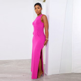 Thickened cotton sleeveless mouse pocket long dress