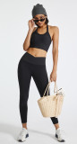 Fitness Sports Bra Underwear Rib Hanging Neck Shock Absorbing Gathering Yoga Tank Top