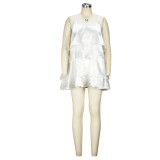 Layering Slip dress ruffle short cake skirt sexy dress