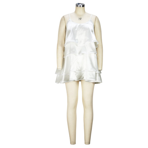 Layering Slip dress ruffle short cake skirt sexy dress