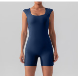 Nude feeling tight fast drying short sleeve yoga suit for women training dance integrated fitness yoga Boilersuit