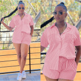 Two piece set of printed striped shirts