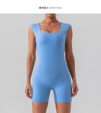 Nude feeling tight fast drying short sleeve yoga suit for women training dance integrated fitness yoga Boilersuit