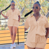 Two piece set of printed striped shirts