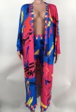 Women's printed cardigan shorts set, two-piece set