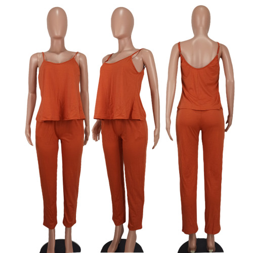 Fashionable and Sexy Imitation Cotton Sling Two Piece Set