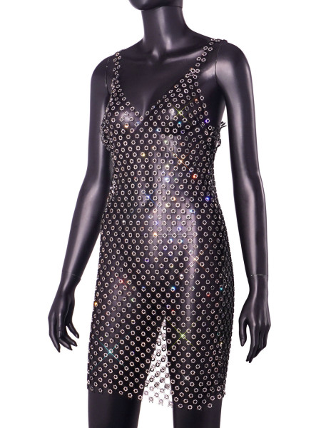 Mesh diamond women's short sleeved dress