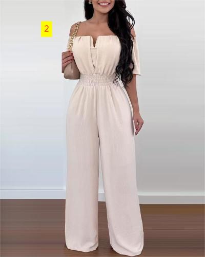Women's V-neck versatile work pants with a straight fit and waistband